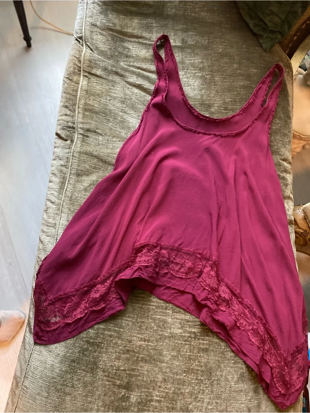 Free People Lace-Hem Sleeveless Tank - Magenta